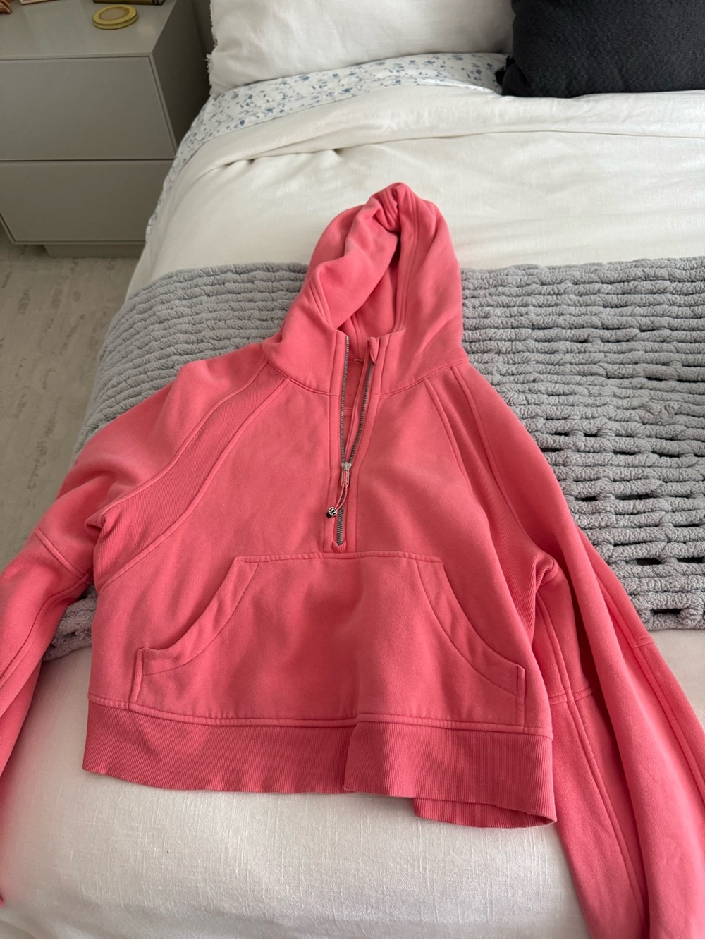 lululemon athletica Coral Pink Half-Zip Hooded Sweatshirt